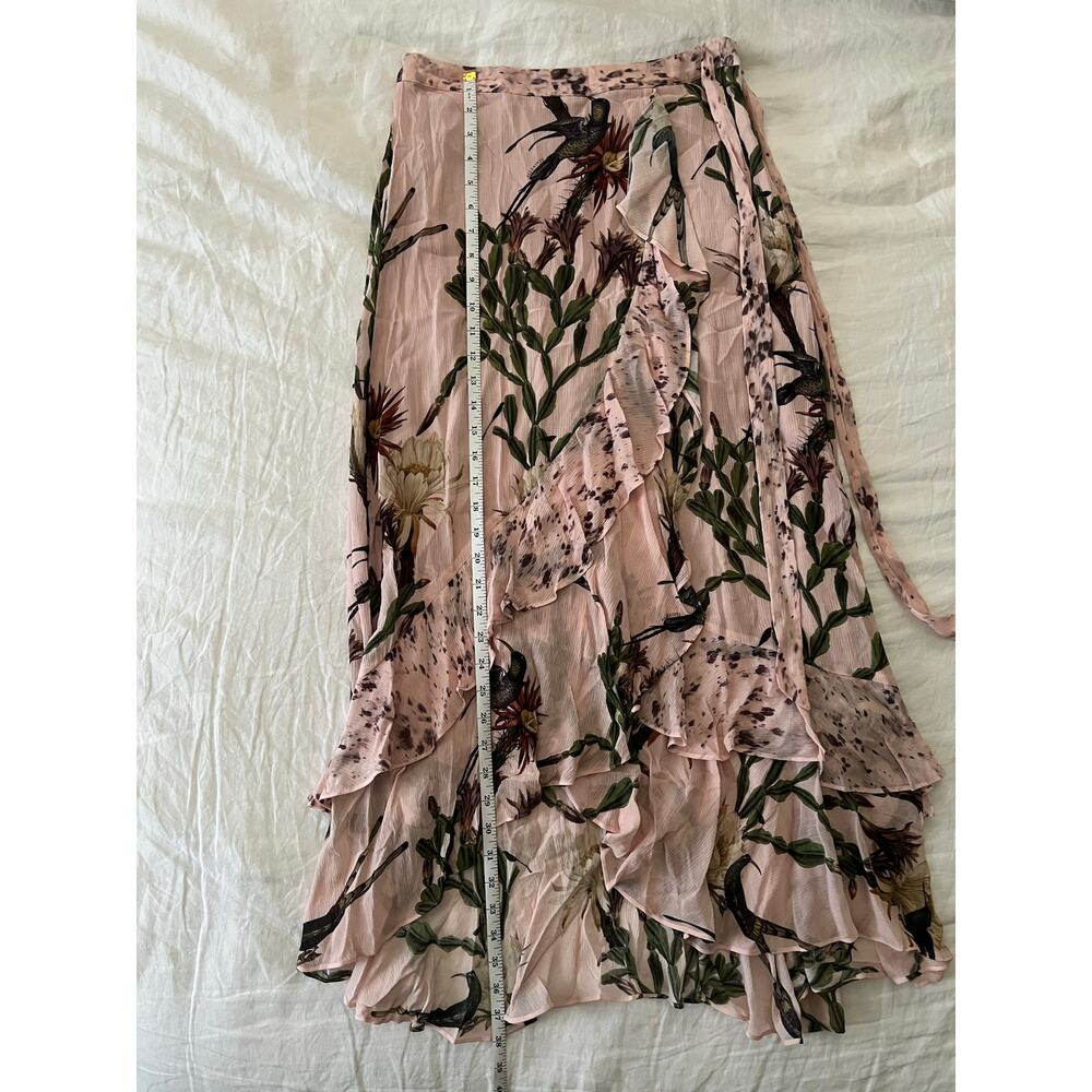 All Saints Floral Wrap Midi Skirt in Blush and Green - Picture 4 of 6